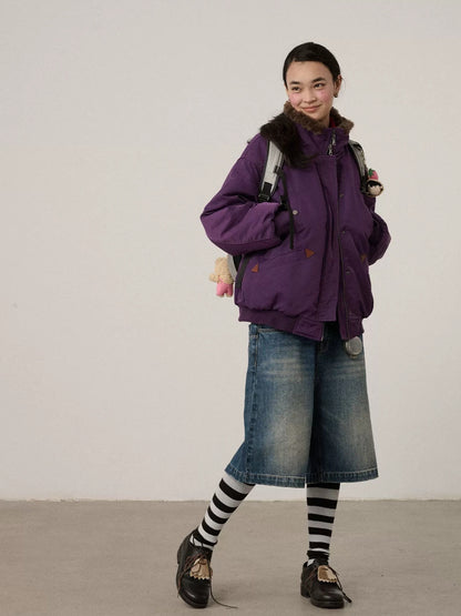 Achihara Washed Blue Rigid Denim Straight Leg Office Natural Waist Women Short Jeans