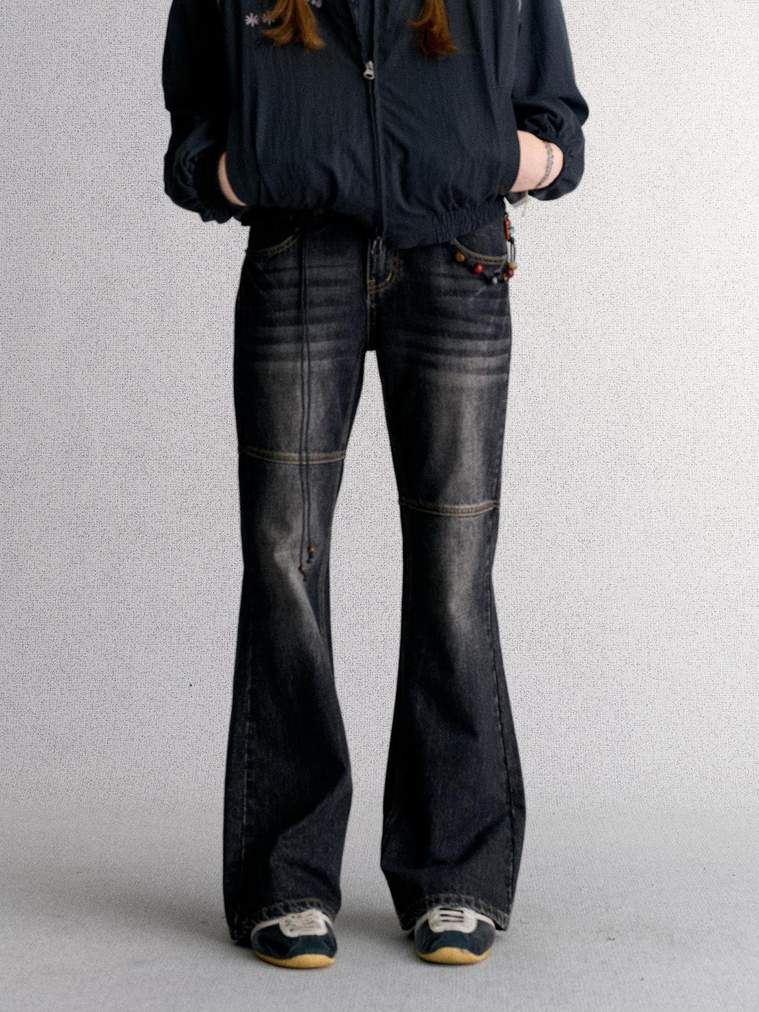 Achihara Washed Low Rise Flared Pocket Women&