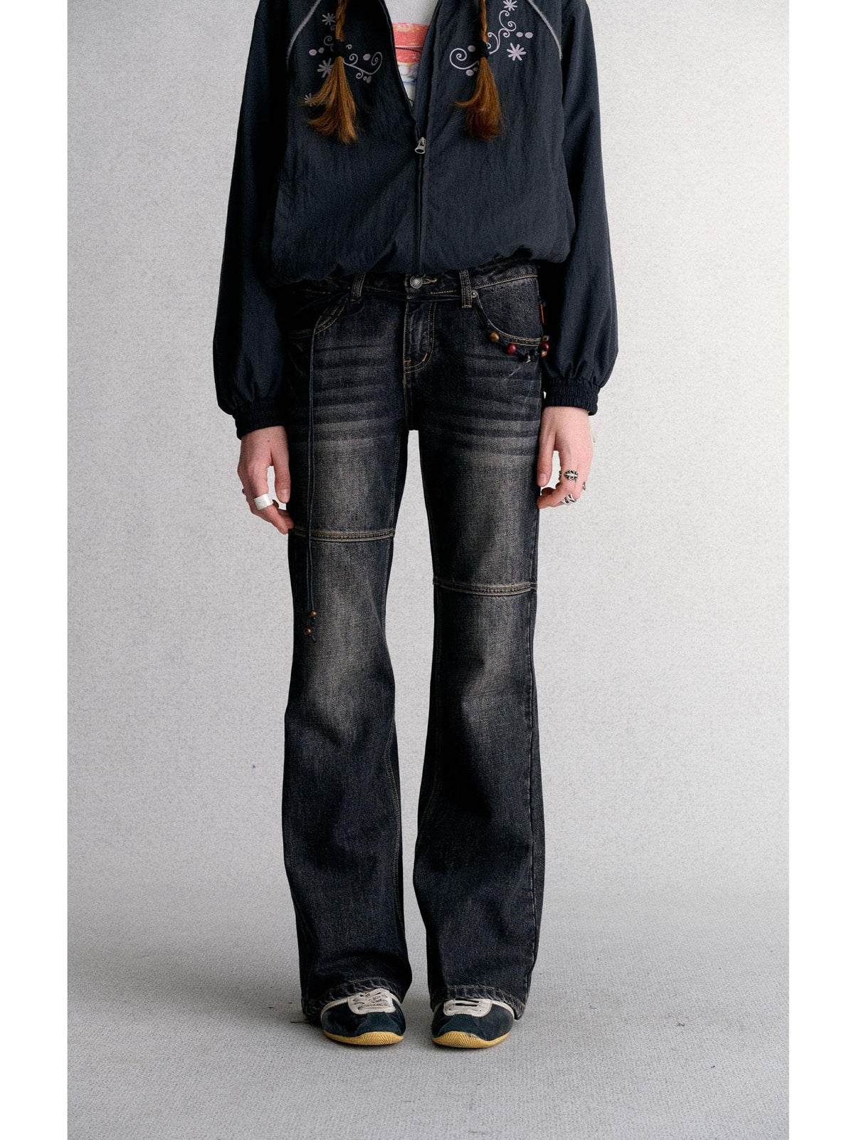 Achihara Washed Low Rise Flared Pocket Women&