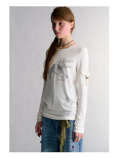 Achihara White Animal Print Rhinestone Slim Fit Women&