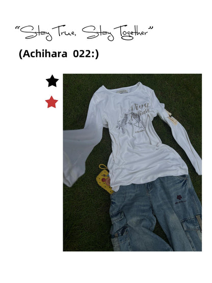 Achihara White Animal Print Rhinestone Slim Fit Women&