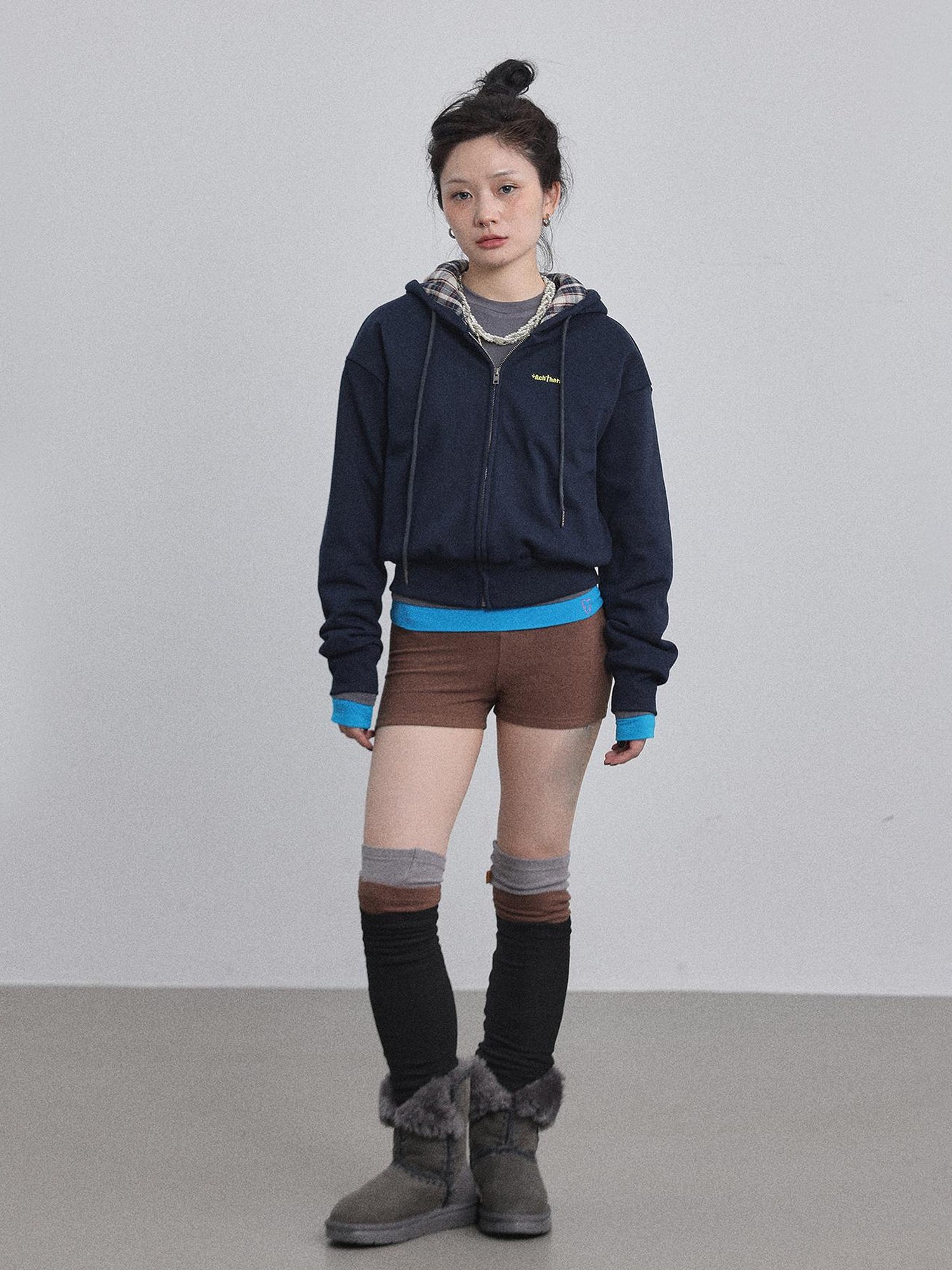 Achihara Winter Alowa Hoodie Sweatshirt V-neck T-shirt Long-Sleeve