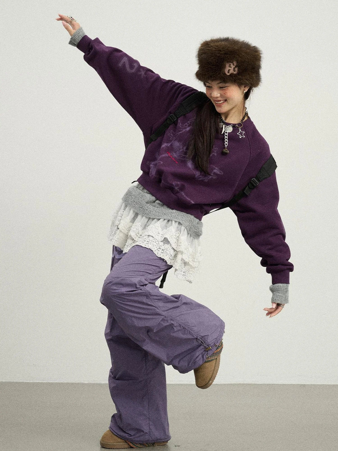 Winter Fleece Cargo Pants Waterproof Wide Leg