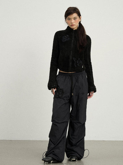 Achihara Winter Fleece Cargo Pants Waterproof Wide Leg