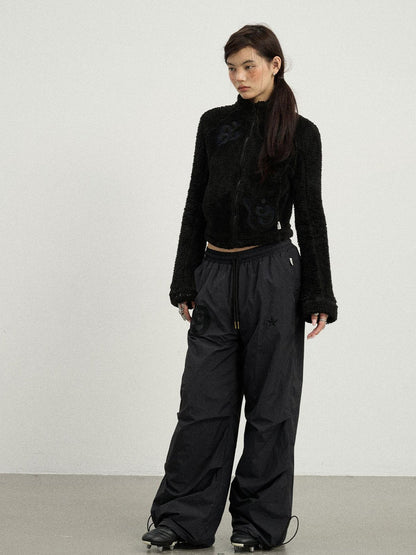 Achihara Winter Fleece Cargo Pants Waterproof Wide Leg