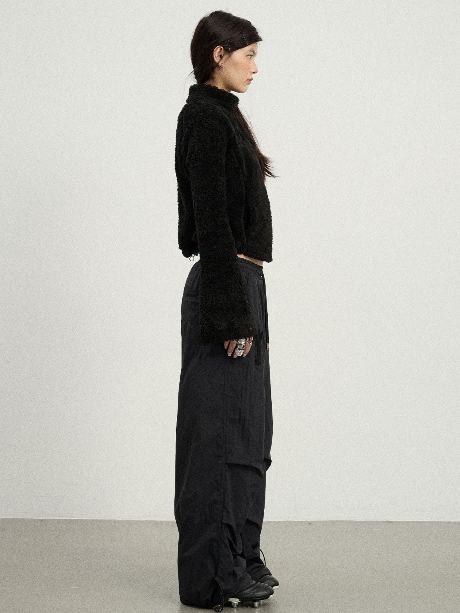 Achihara Winter Fleece Cargo Pants Waterproof Wide Leg