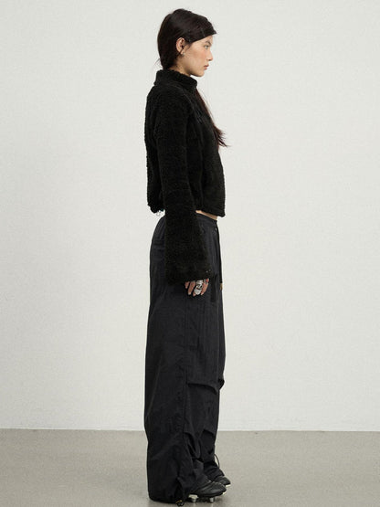 Achihara Winter Fleece Cargo Pants Waterproof Wide Leg