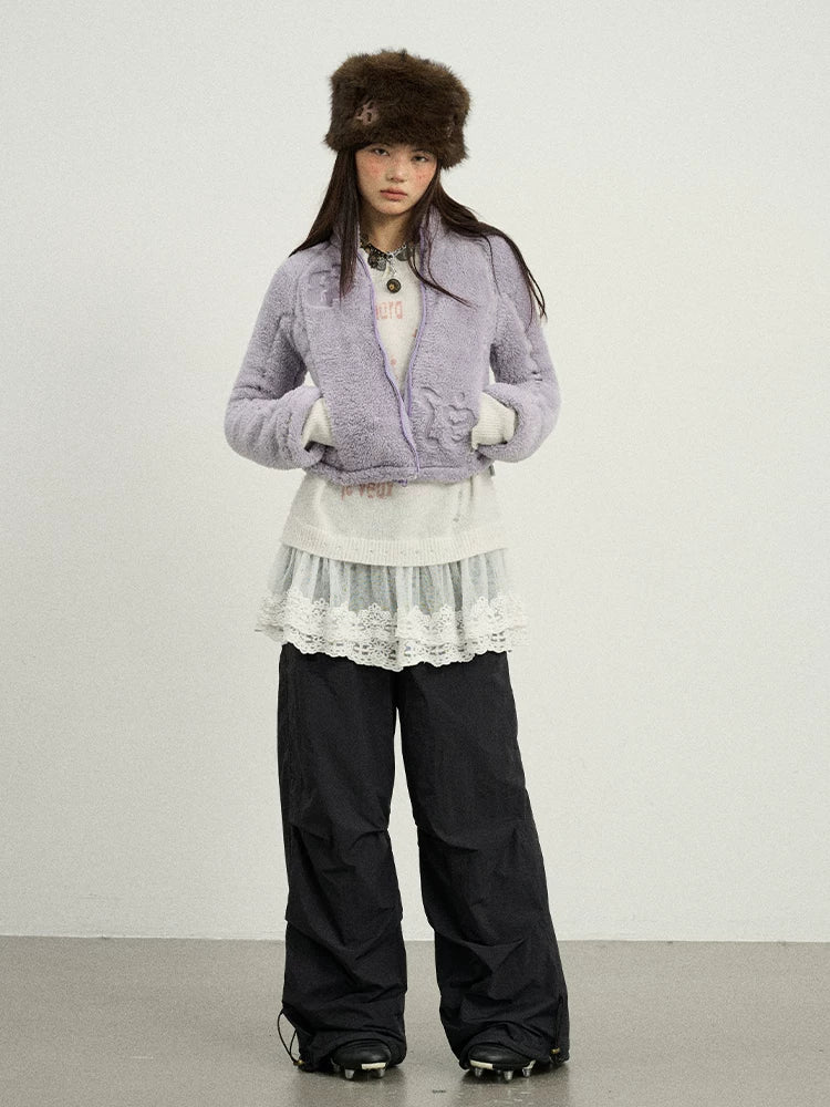 Achihara Winter Fleece Cargo Pants Waterproof Wide Leg-5