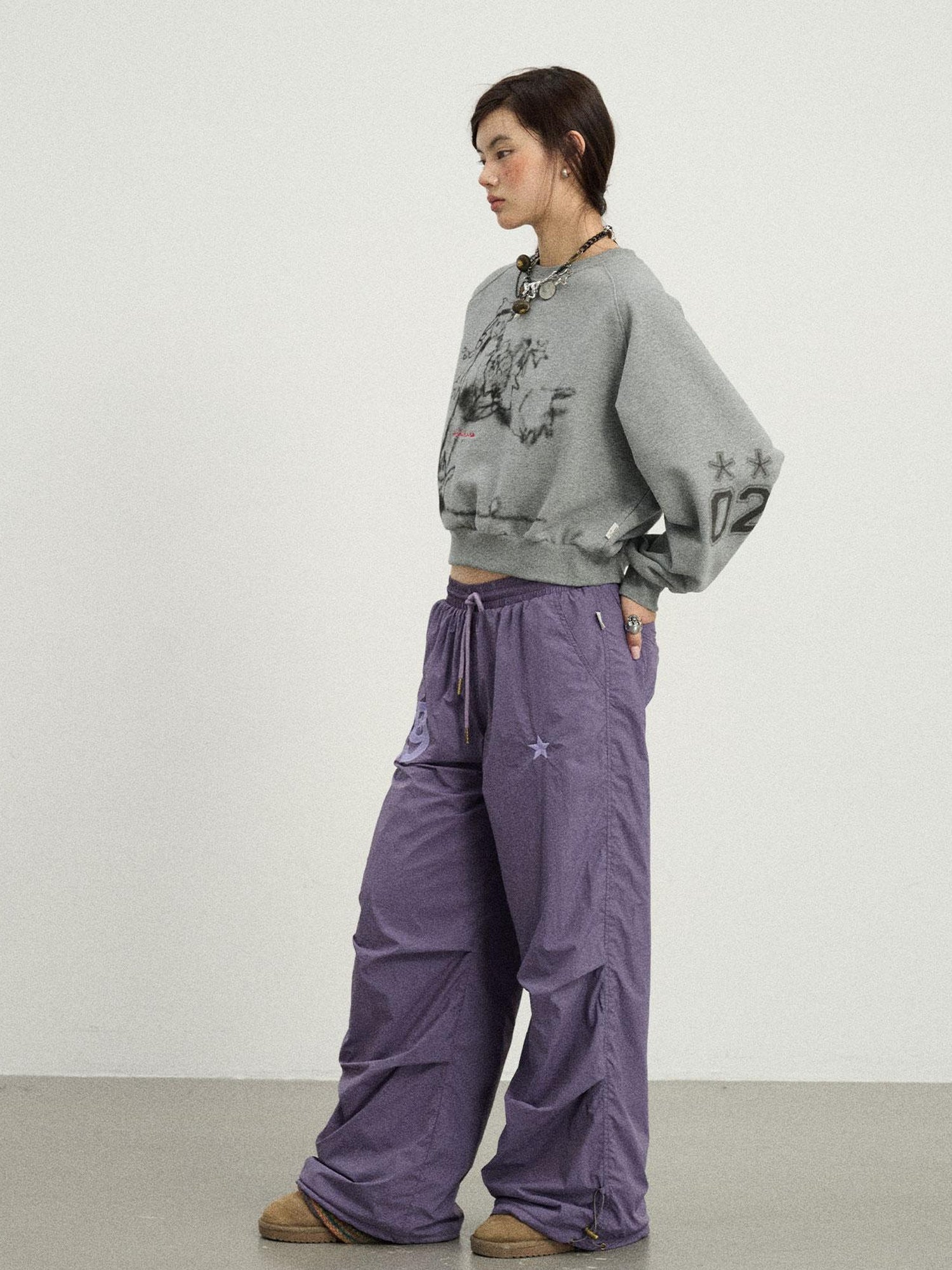 Achihara Winter Fleece Cargo Pants Waterproof Wide Leg