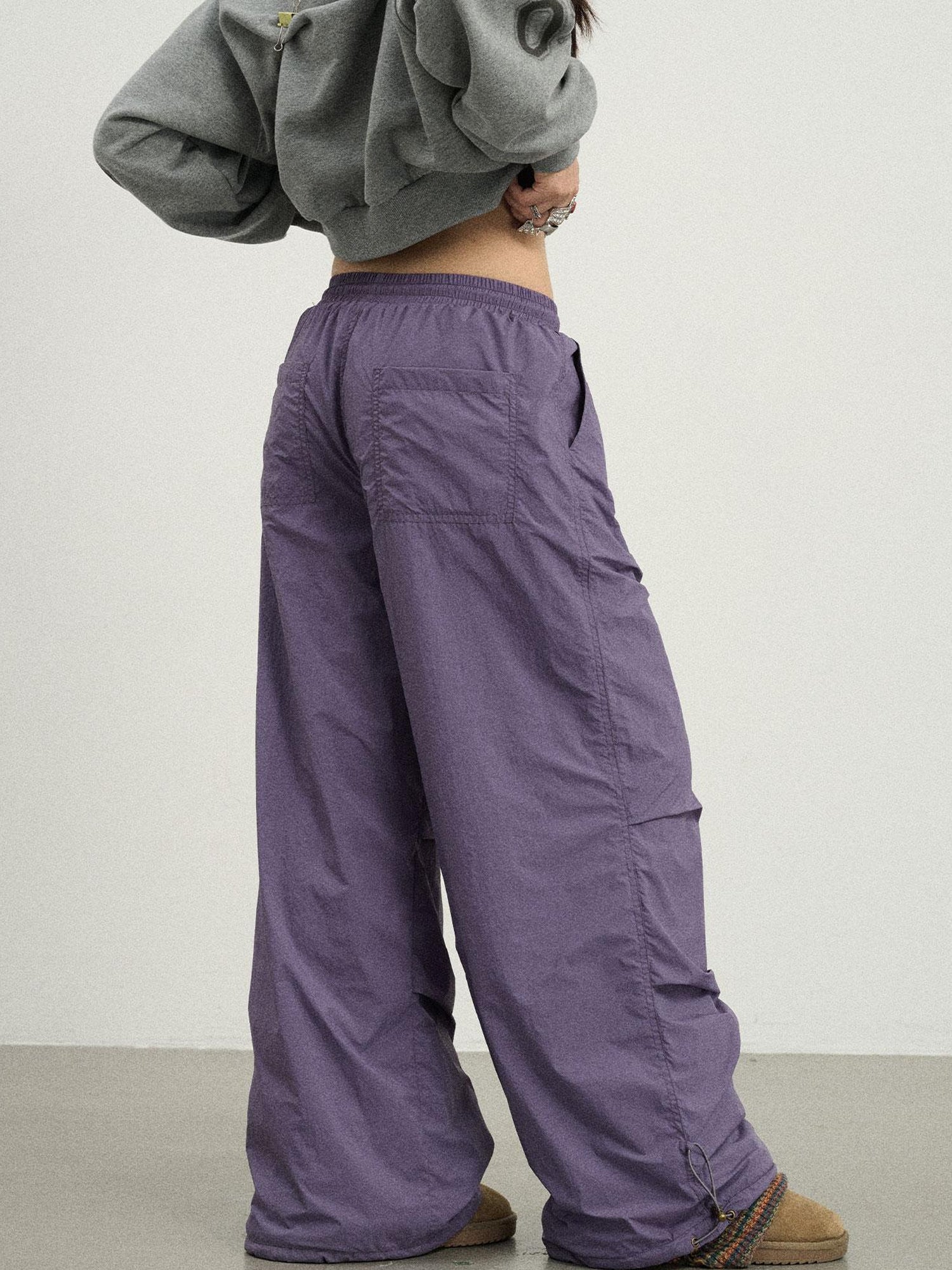 Achihara Winter Fleece Cargo Pants Waterproof Wide Leg
