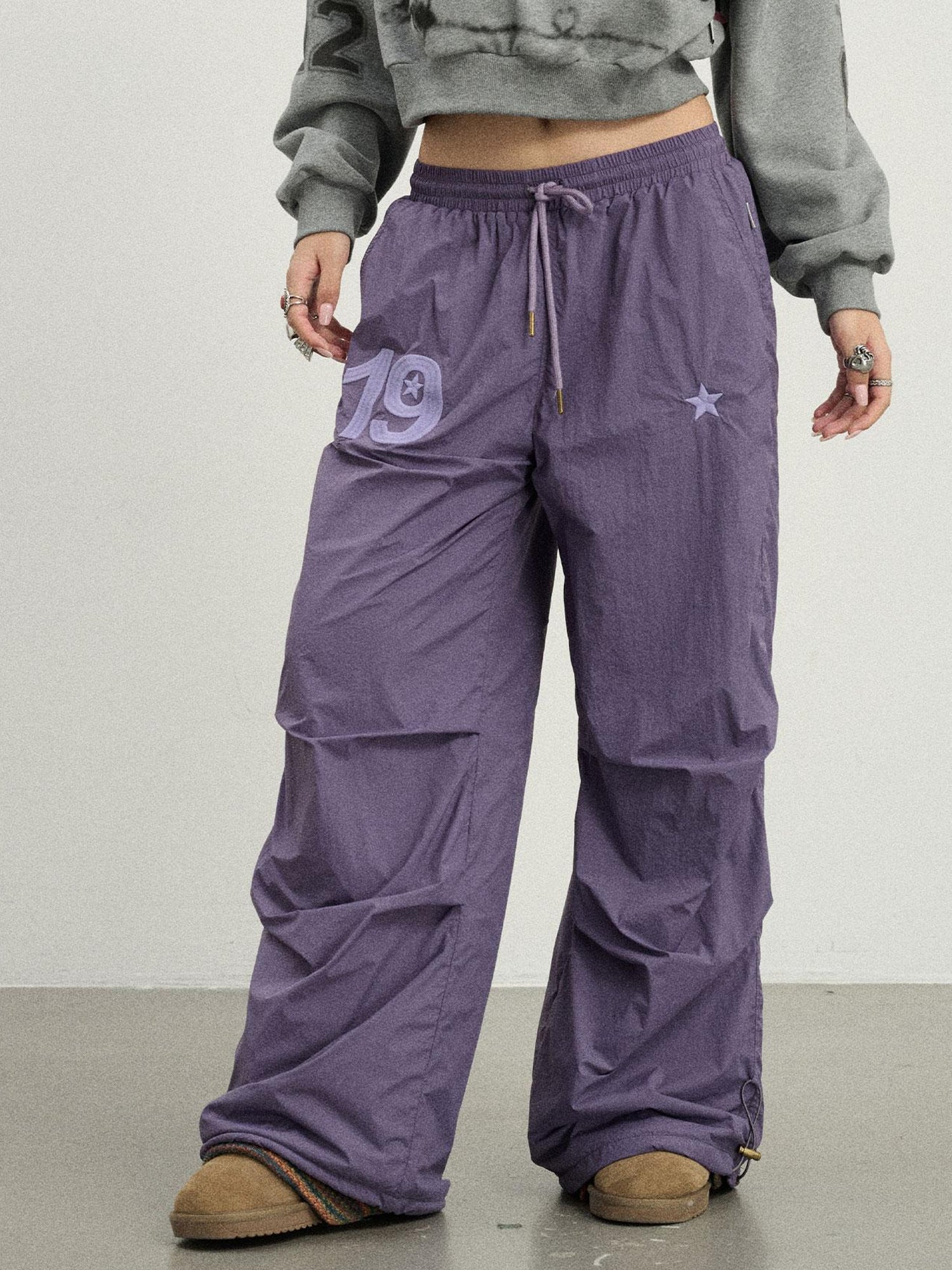 Achihara Winter Fleece Cargo Pants Waterproof Wide Leg