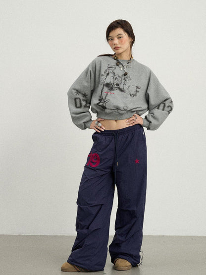 Achihara Winter Fleece Cargo Pants Waterproof Wide Leg