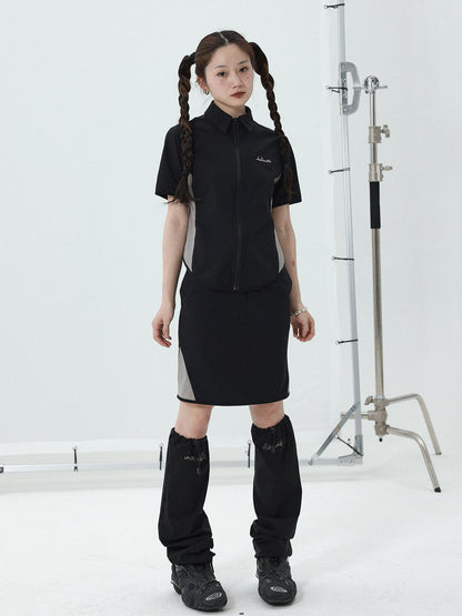 Achihara Women Short Sleeve Shirt And Skirt Set 2025 Summer