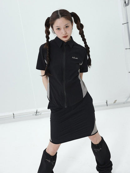 Achihara Women Short Sleeve Shirt And Skirt Set 2025 Summer