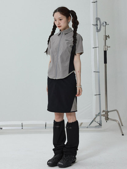 Achihara Women Short Sleeve Shirt And Skirt Set 2025 Summer