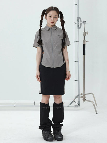 Women Short Sleeve Shirt And Skirt Set 2025 Summer