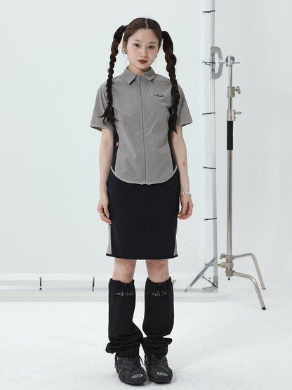 Achihara Women Short Sleeve Shirt And Skirt Set 2025 Summer