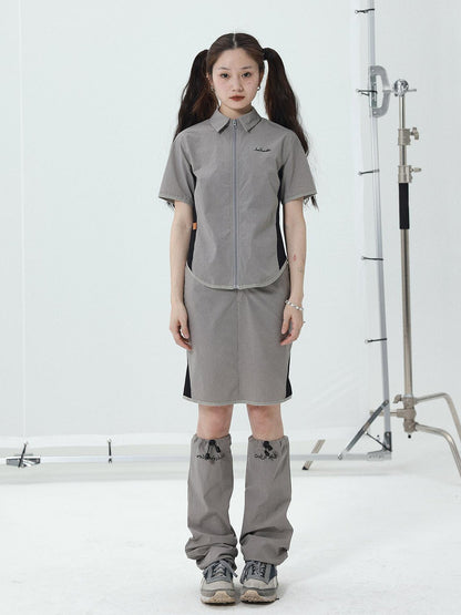 Achihara Women Short Sleeve Shirt And Skirt Set 2025 Summer
