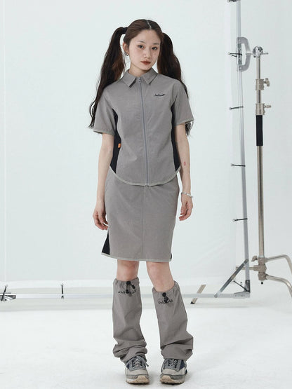 Women Short Sleeve Shirt And Skirt Set 2025 Summer