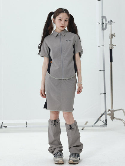 Achihara Women Short Sleeve Shirt And Skirt Set 2025 Summer