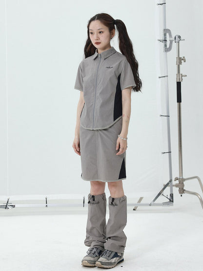 Achihara Women Short Sleeve Shirt And Skirt Set 2025 Summer