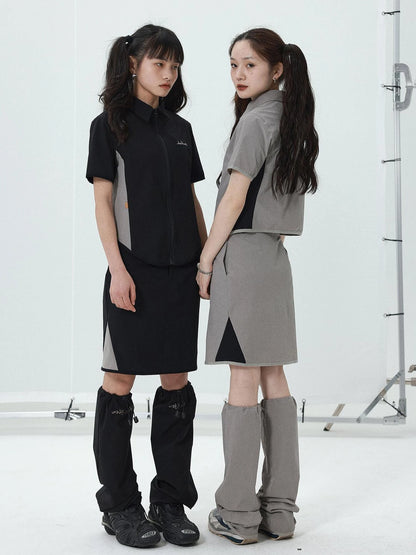 Women Short Sleeve Shirt And Skirt Set 2025 Summer