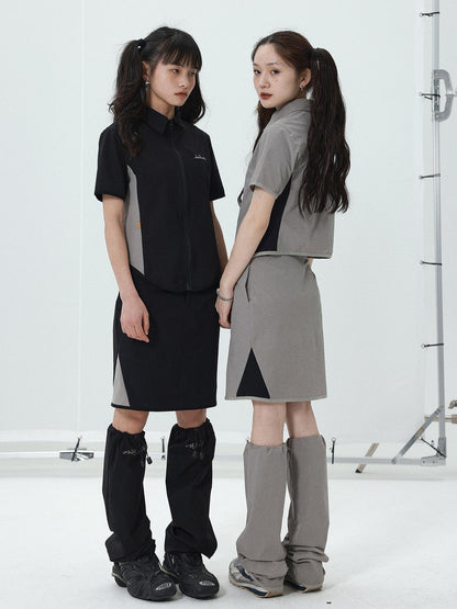 Achihara Women Short Sleeve Shirt And Skirt Set 2025 Summer