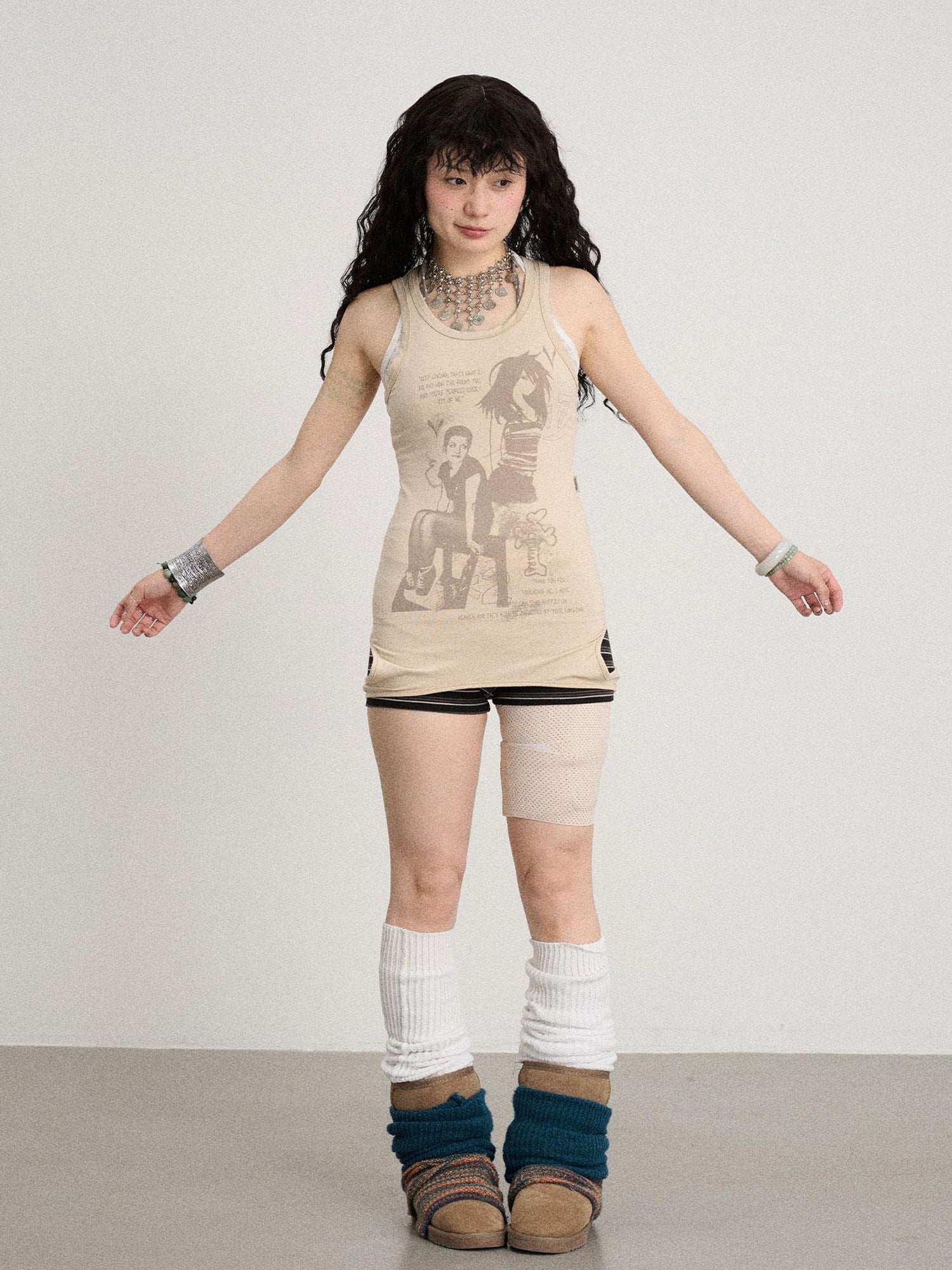 Achihara Wrap Around Love Vest Dress