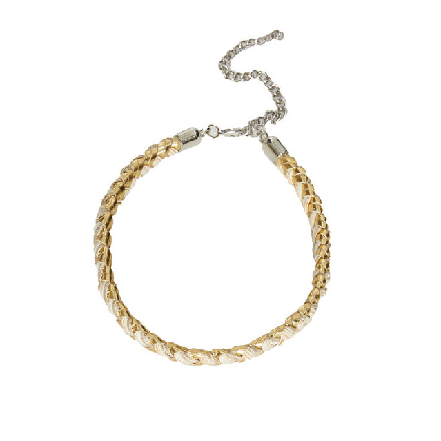 YOSHUYUKI Vintage Gold Rabbit Collar Necklace Detachable Two Tone Metal