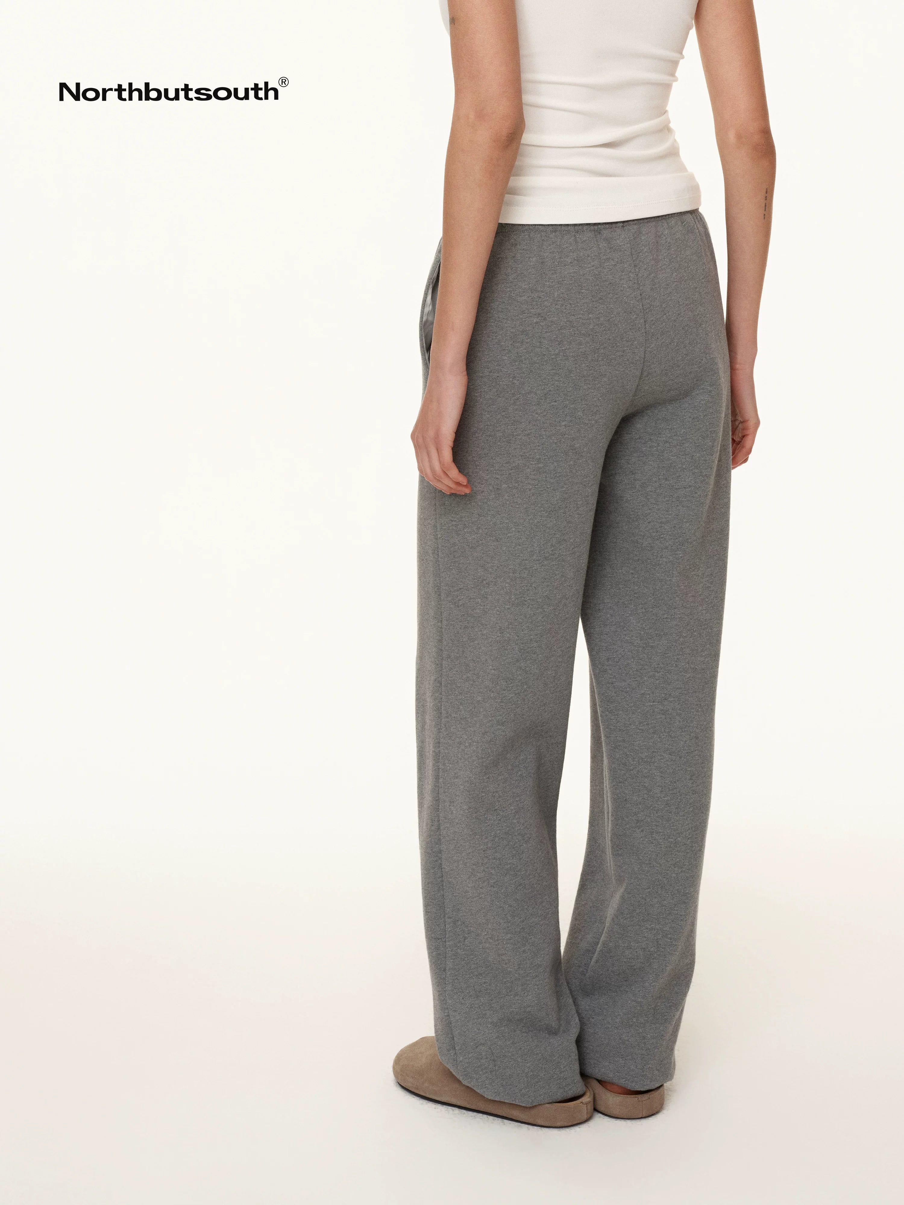 Adjustable Cuff Jogger Pants Soft Cotton Casual Sweatpants In Grey Beige