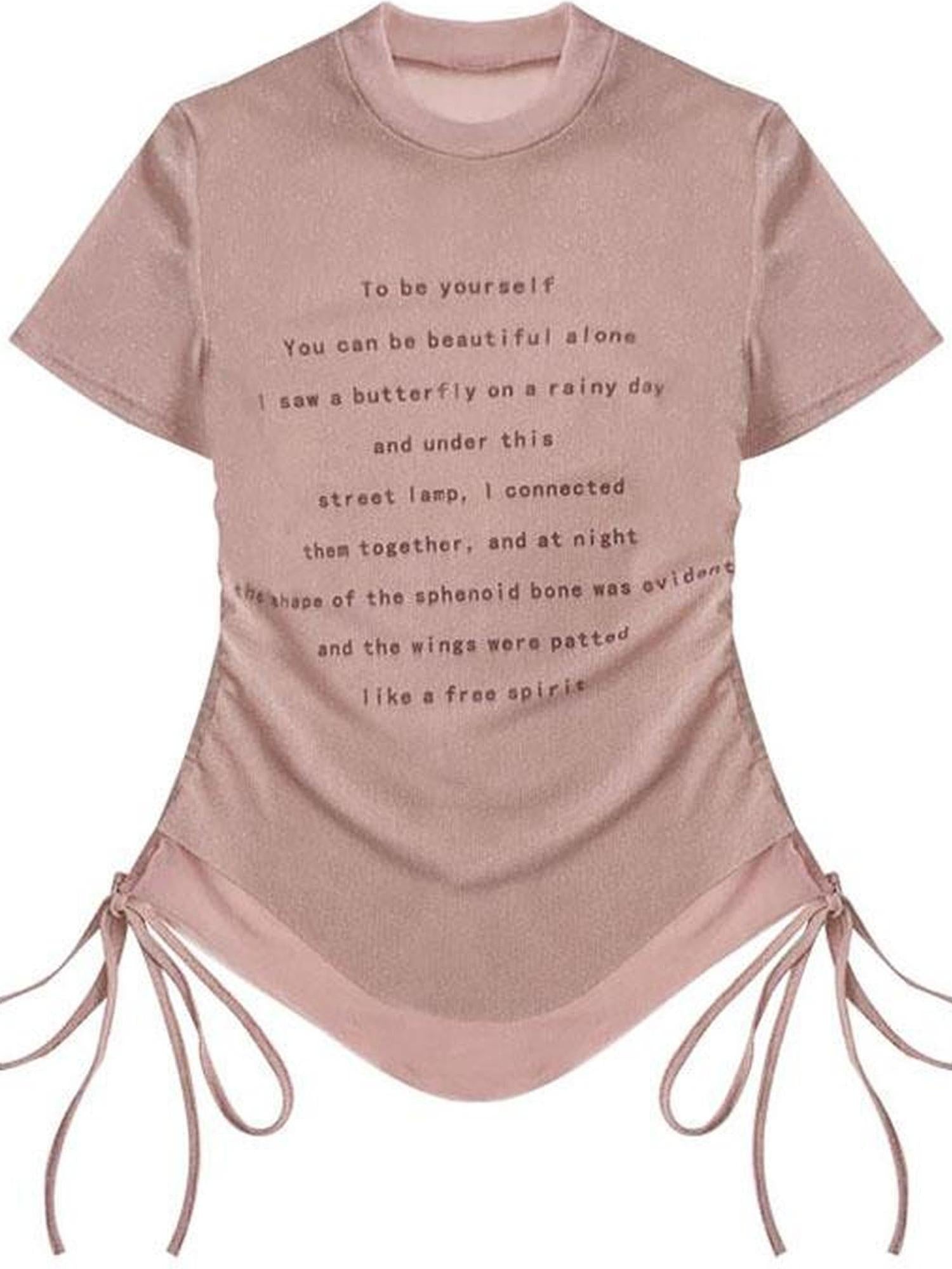 WSW WUSHENWU Adjustable Flash Print Stretch Mesh Top With Drawstring