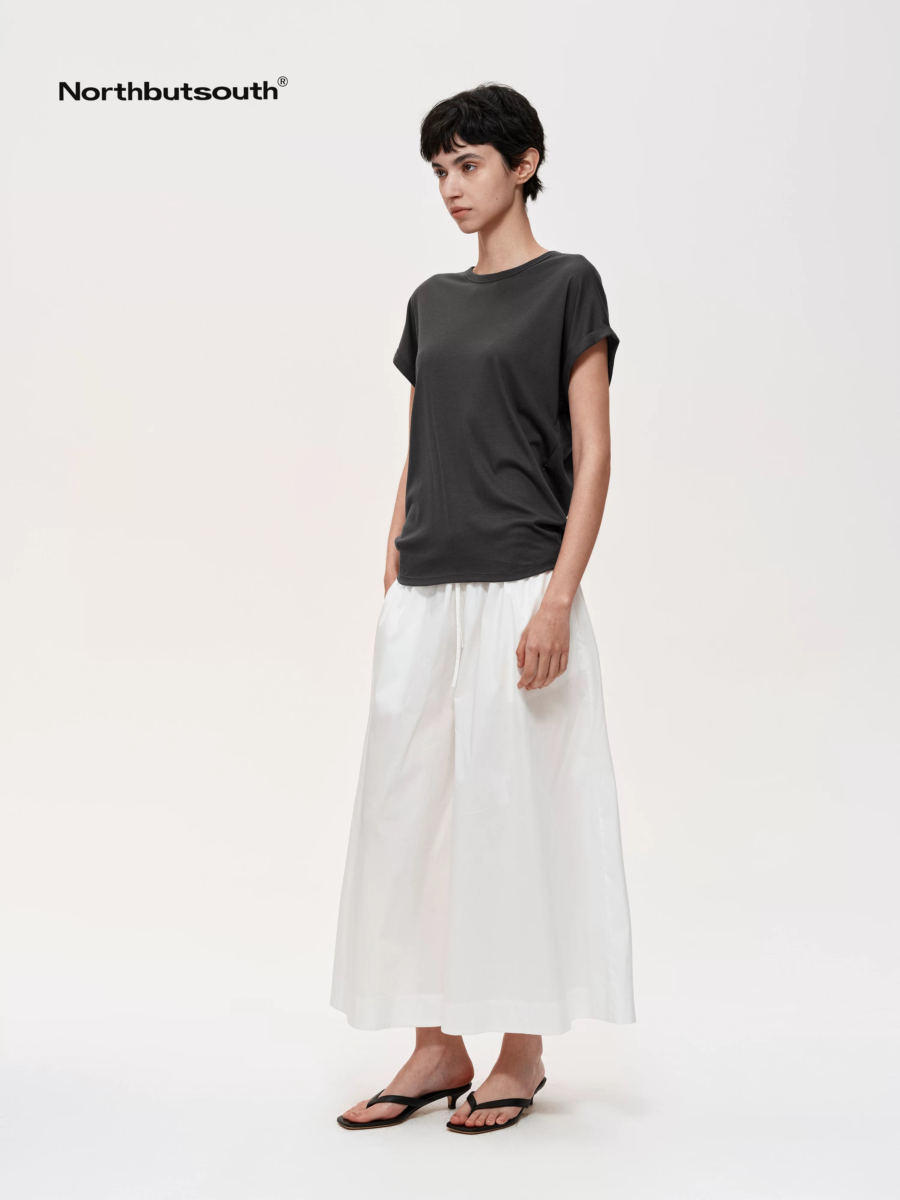 Adjustable Waist Wide Leg Cropped Trousers
