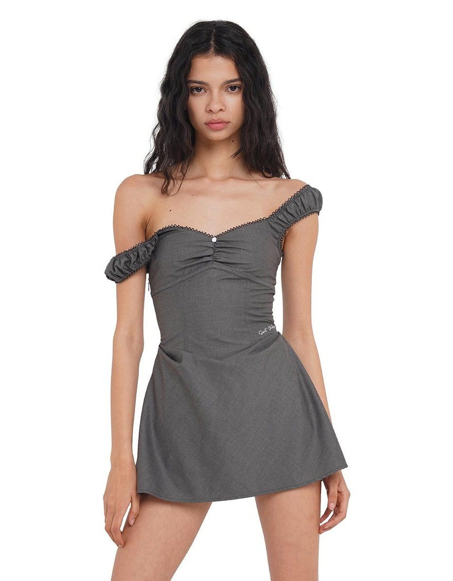 American Cut Out Waist Mini Bodycon Dress with Off Shoulder Neckline