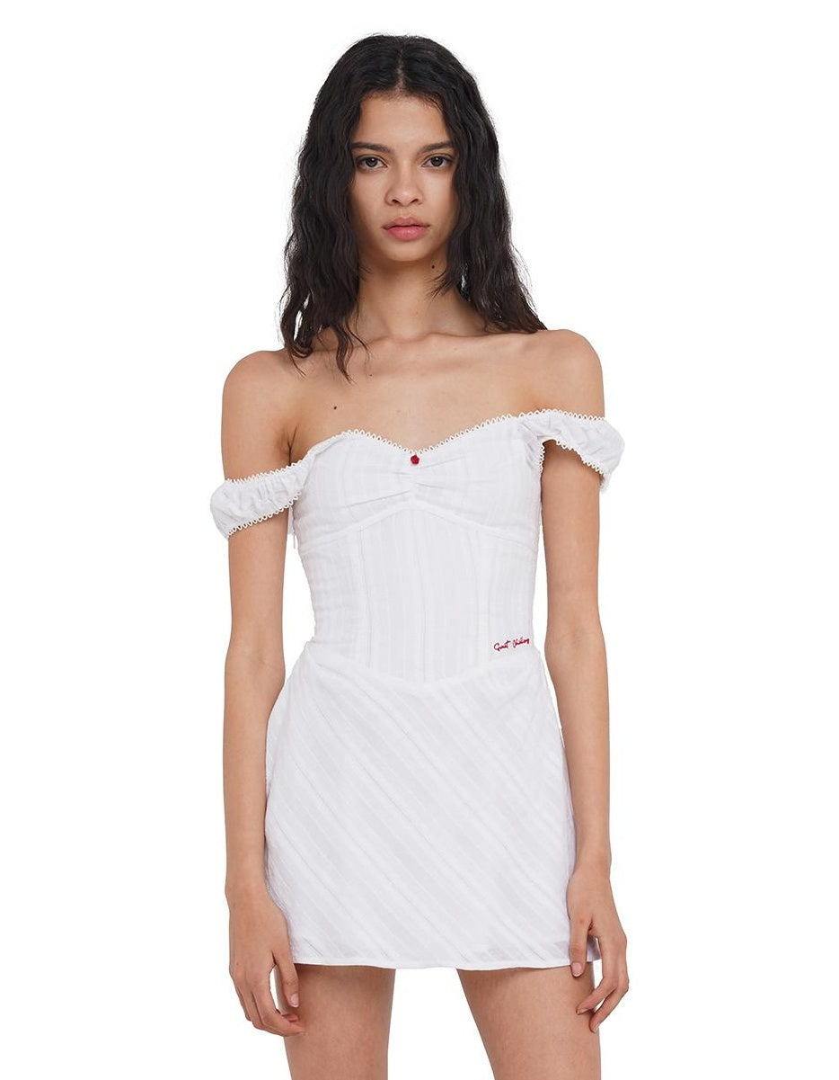 American Cut Out Waist Mini Bodycon Dress with Off Shoulder Neckline