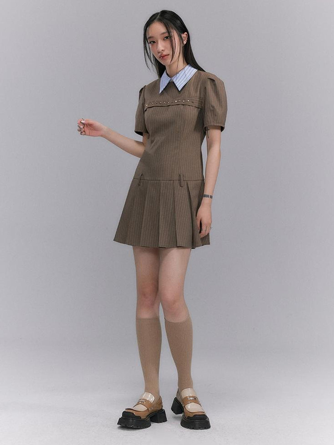 DIDDI MODA American Prep Colorblock Sleeveless A Line Dress