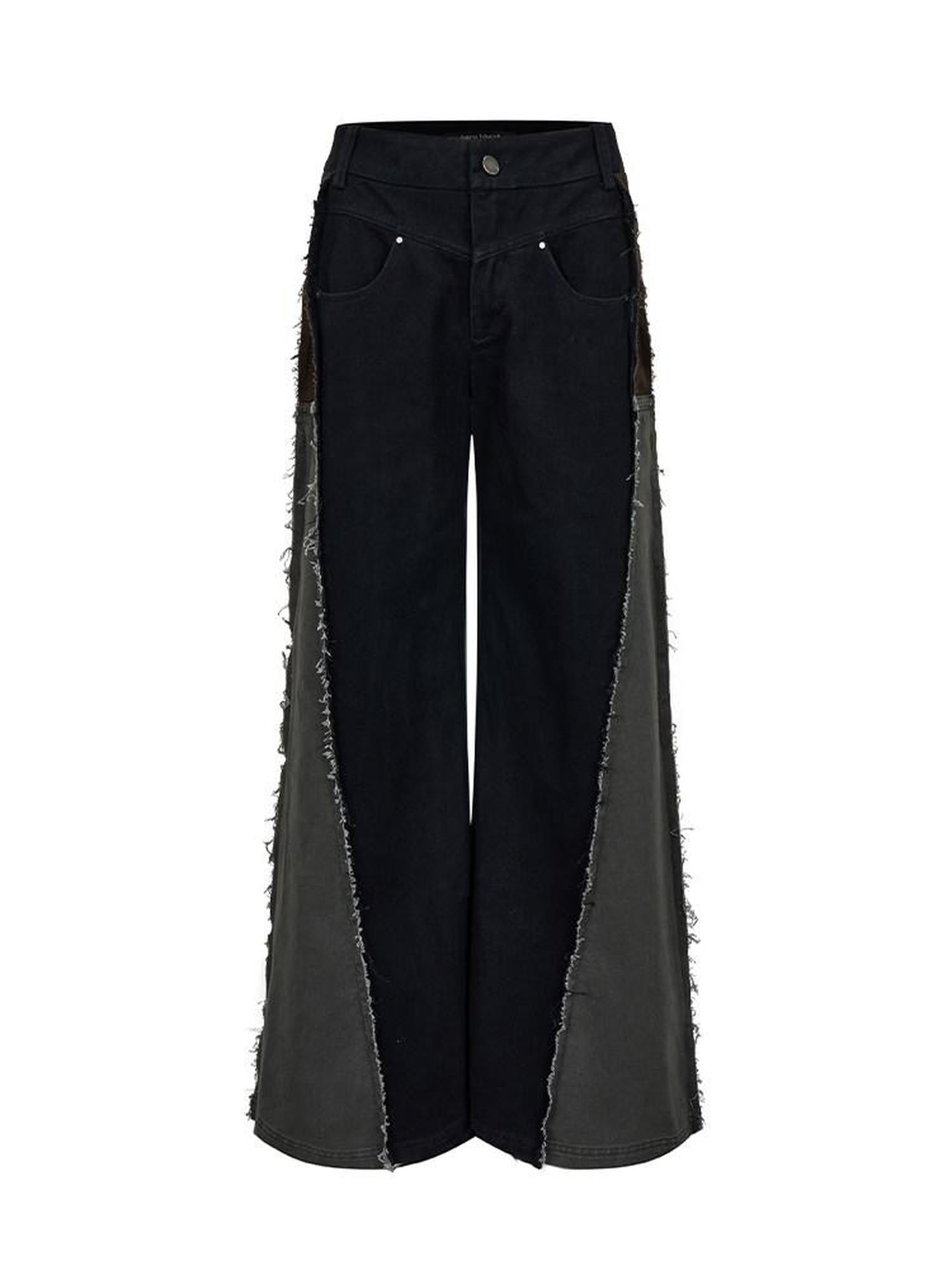 AnnoMundi 3D Slimming High Waist Raw Hem Offset Splice Women&