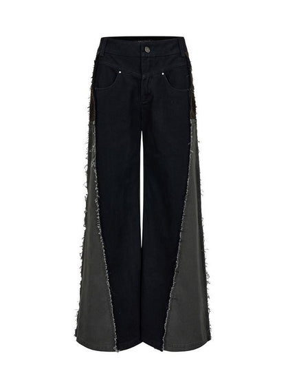 AnnoMundi 3D Slimming High Waist Raw Hem Offset Splice Women&