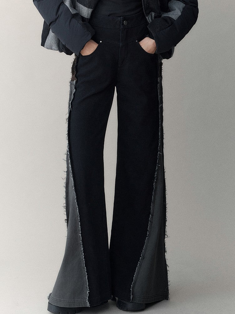 AnnoMundi 3D Slimming High Waist Raw Hem Offset Splice Women&