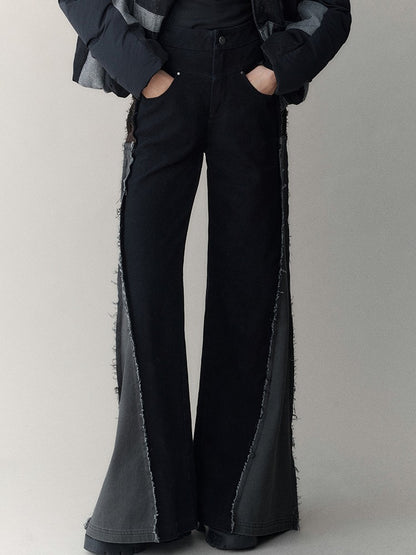 AnnoMundi 3D Slimming High Waist Raw Hem Offset Splice Women&