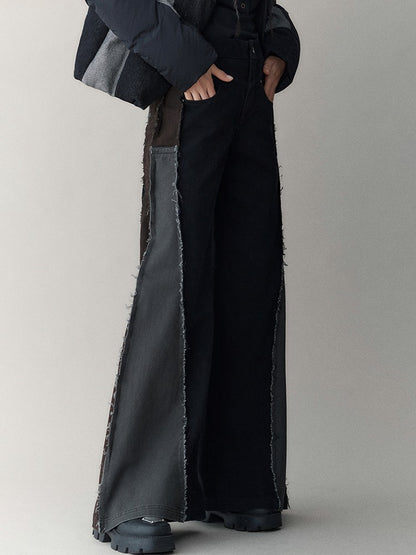 AnnoMundi 3D Slimming High Waist Raw Hem Offset Splice Women&