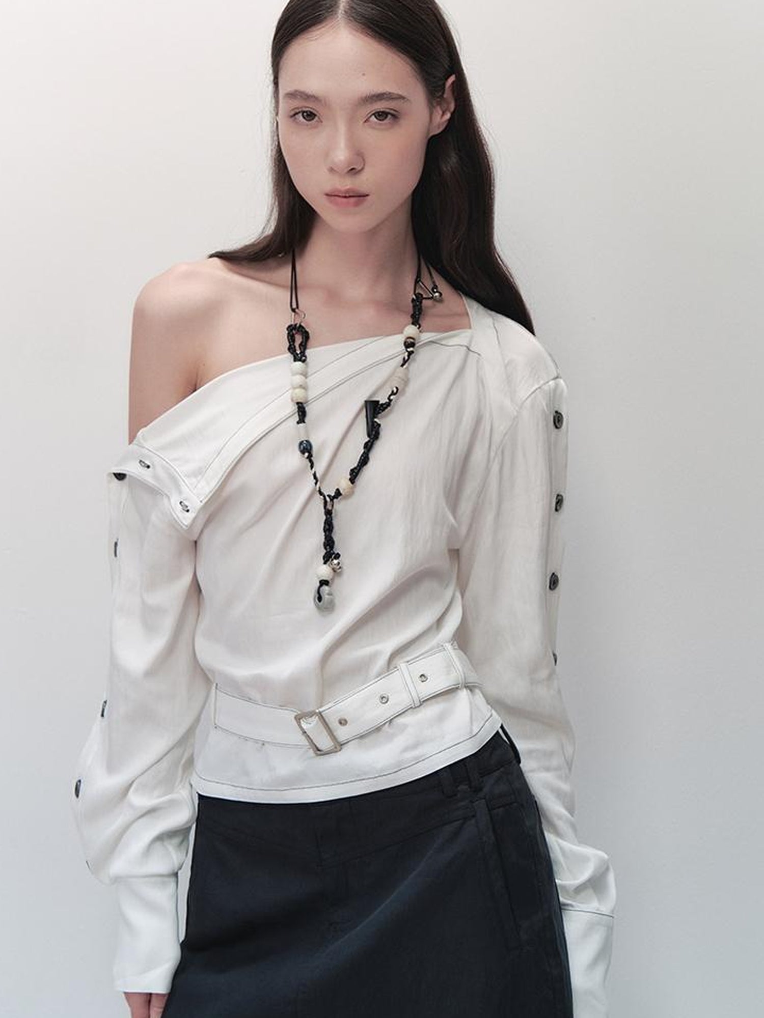 AnnoMundi Adjustable Belted Shirt With Convertible Cuffs