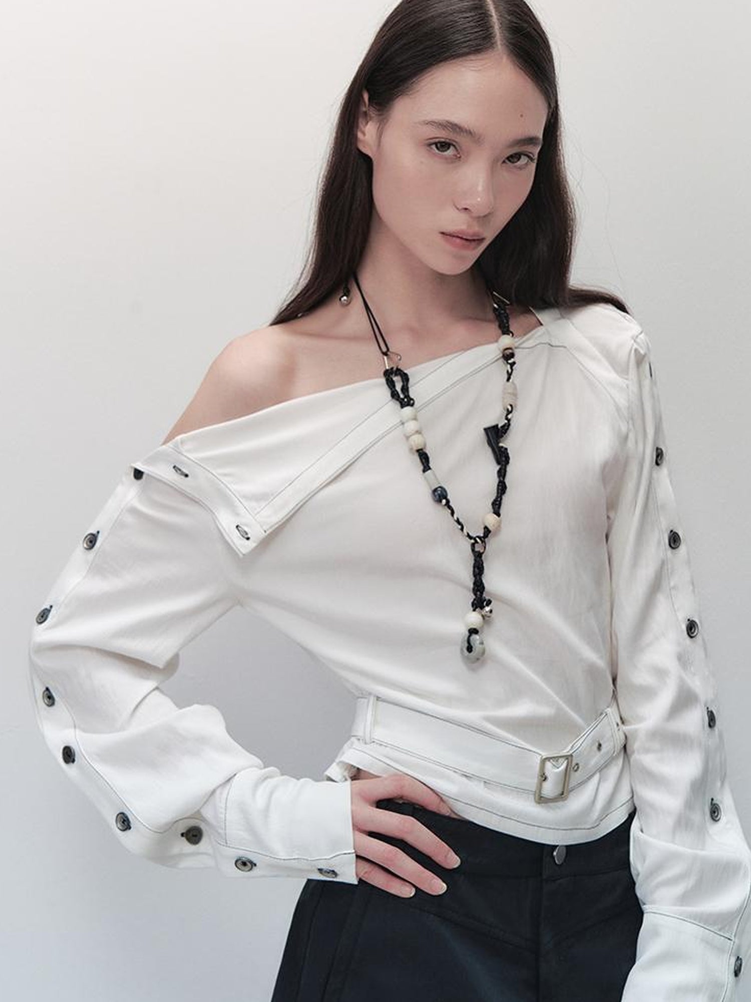AnnoMundi Adjustable Belted Shirt With Convertible Cuffs