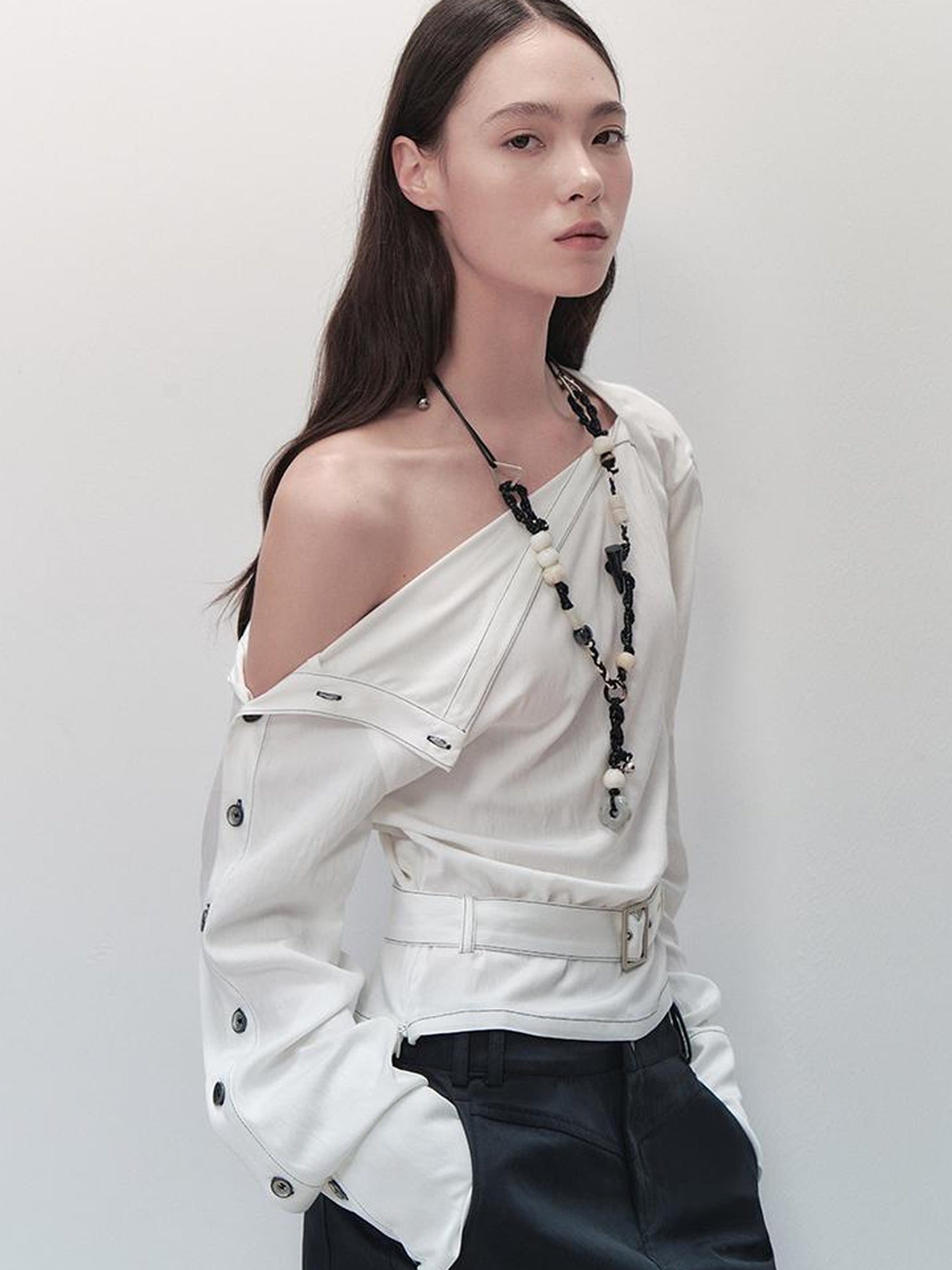 AnnoMundi Adjustable Belted Shirt With Convertible Cuffs