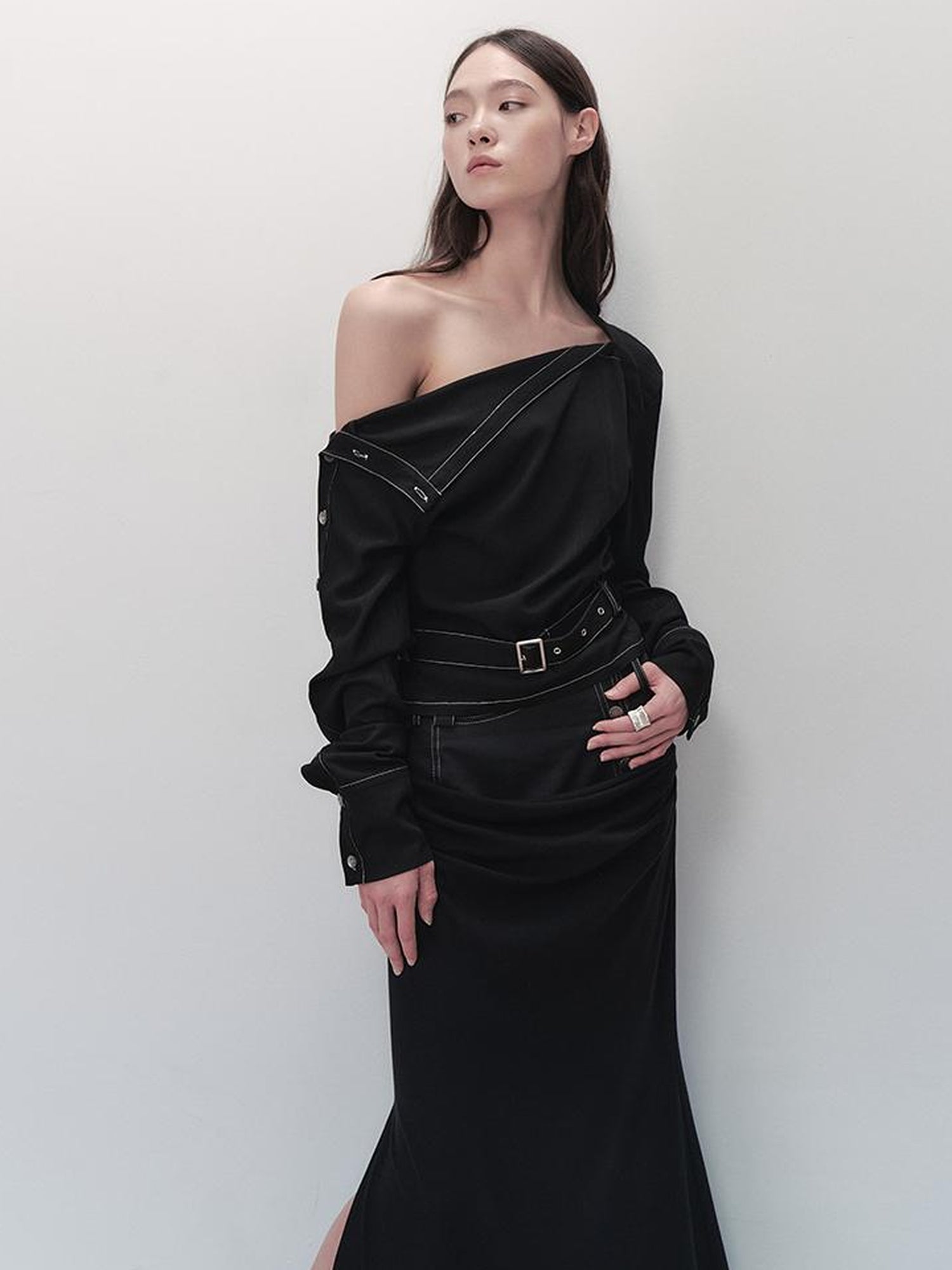 AnnoMundi Adjustable Belted Shirt With Convertible Cuffs