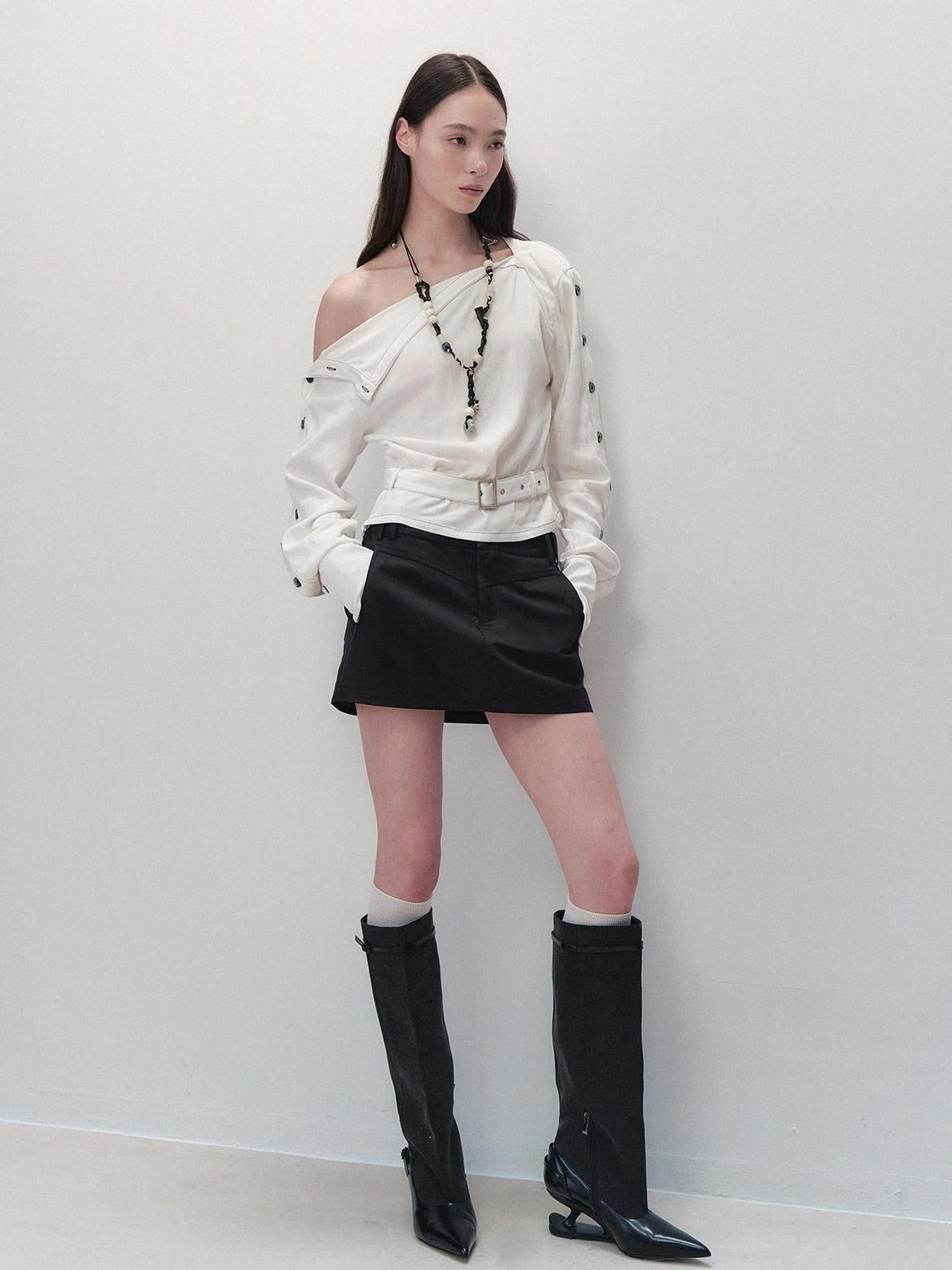 AnnoMundi Adjustable Belted Shirt With Convertible Cuffs
