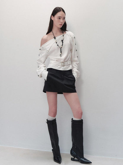 AnnoMundi Adjustable Belted Shirt With Convertible Cuffs