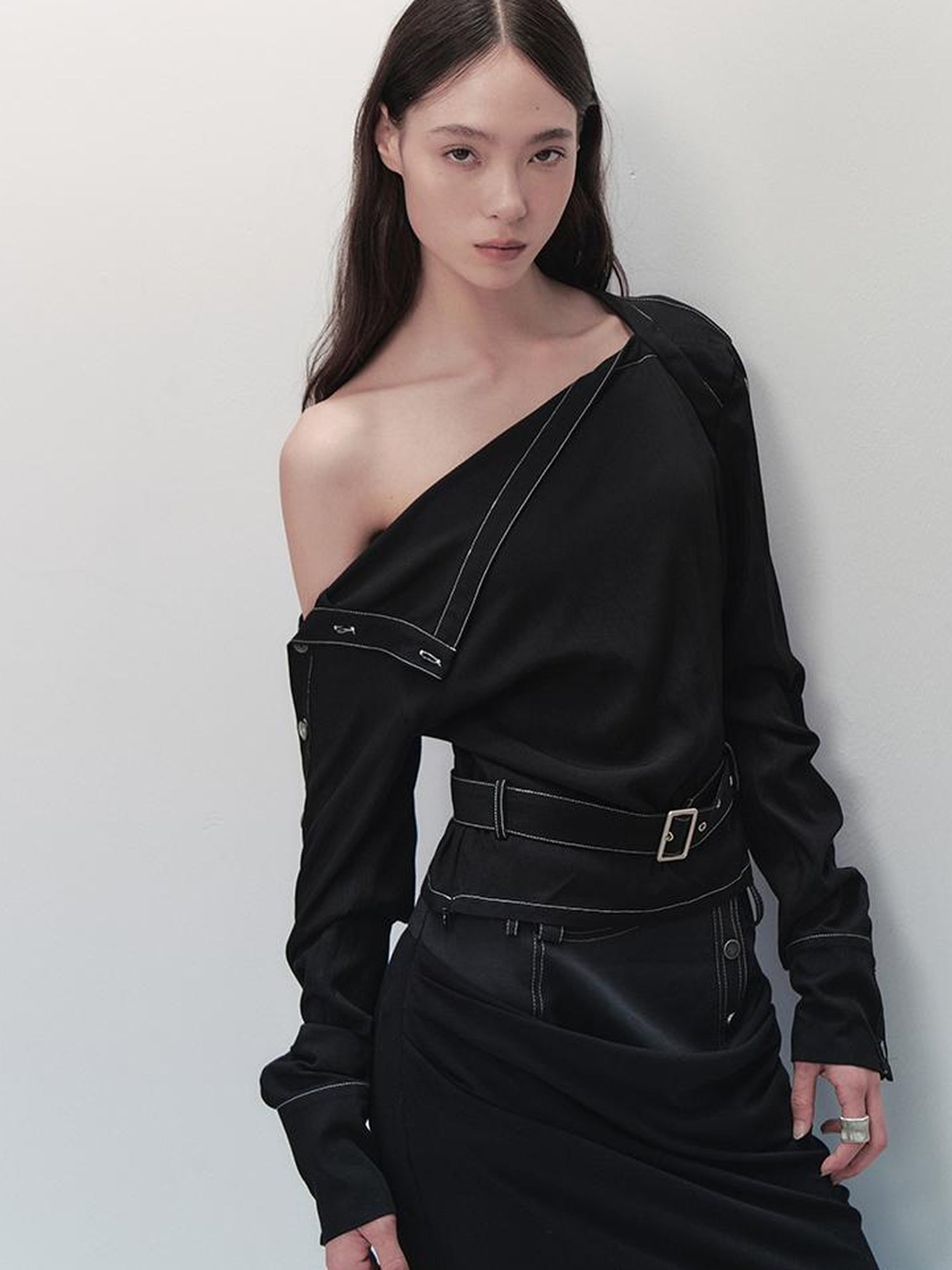 AnnoMundi Adjustable Belted Shirt With Convertible Cuffs