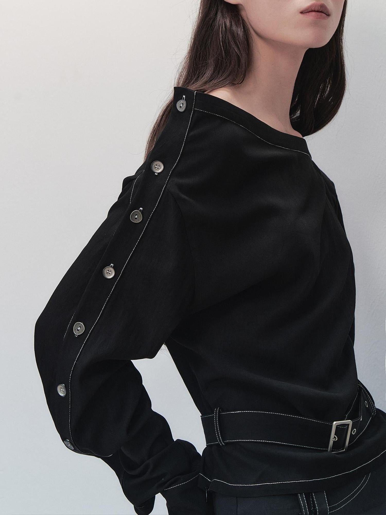 AnnoMundi Adjustable Belted Shirt With Convertible Cuffs