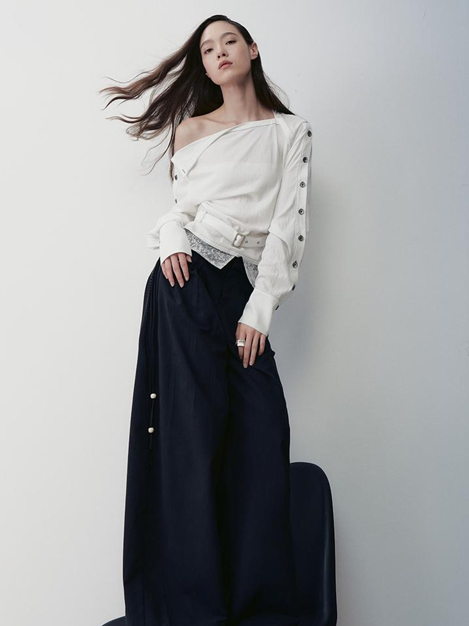 AnnoMundi Adjustable Belted Shirt With Convertible Cuffs