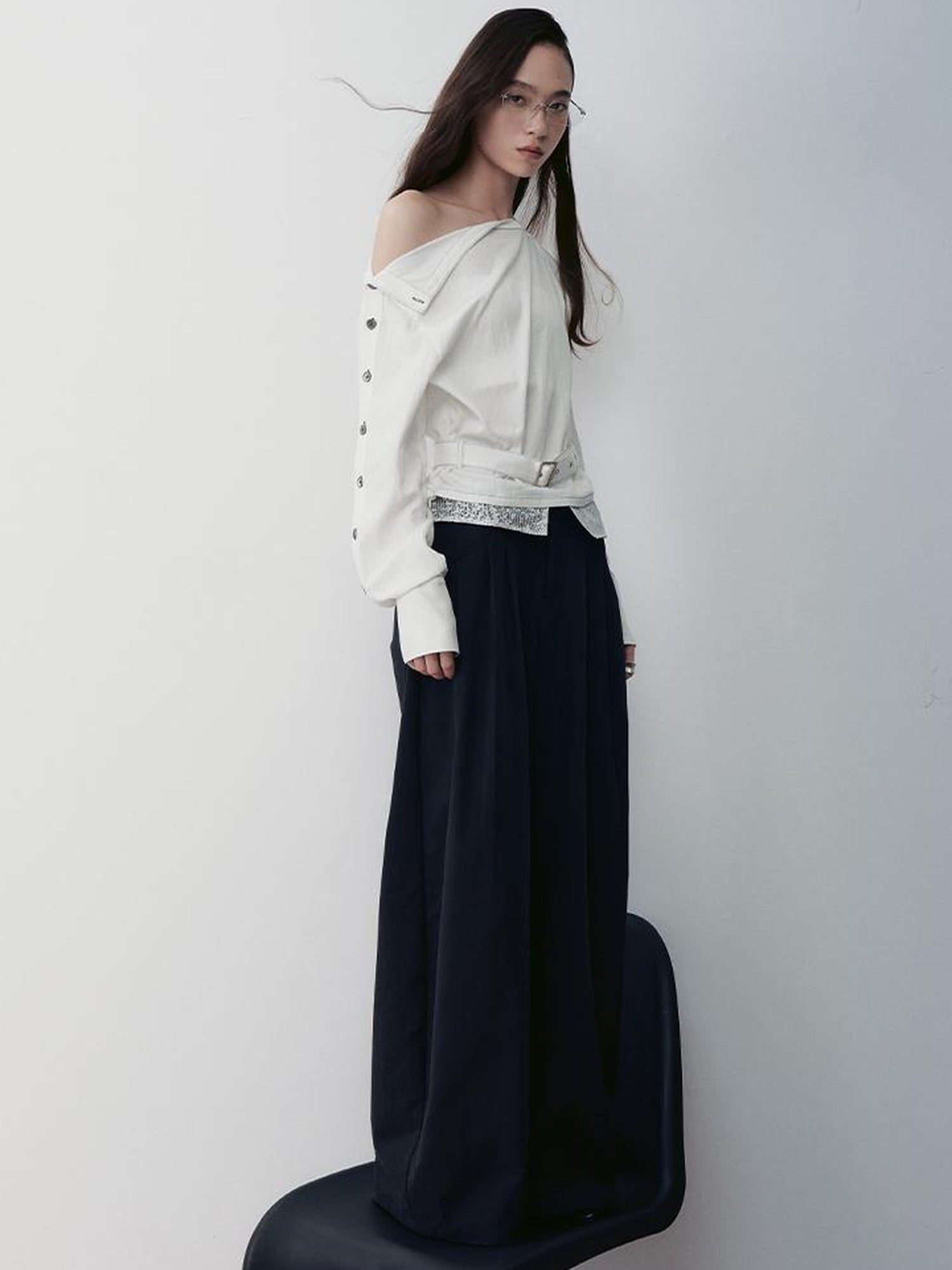 AnnoMundi Adjustable Belted Shirt With Convertible Cuffs